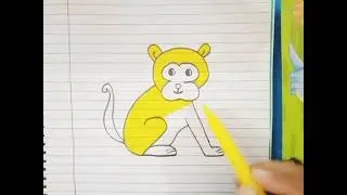 How to draw a monkey from numbers  3 and 2// step by step monkey drawing for beginners//