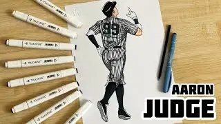 How to draw a baseball player Aaron Judge / How to draw an MLB player Drawing Tutorial step by step