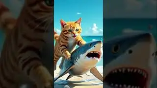 cat vs shark ai video  #cat #like #subscribemychannel #funny