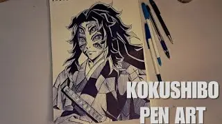 🎨 Ball Pen Art &ndash; Kokushibo | Demon Slayer Fanart