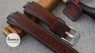 Watch strap for ORIS Aquis, mahogany, handmade
