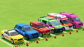 TRANSPORTING POLICE CARS, FIRE DEPARTMENT, AMBULANCE VEHICLES WITH TRUCKS ! Farming Simulator 22 #95