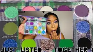 1 eyeshadow look trying the Glamour Girls x Saints Angels Sinners Cosmetics Pallet 💚💜💙