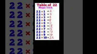 Table of 22 / 22 table trick / easy trick for 22 table / #shorts #table #maths #viral #shorttrick