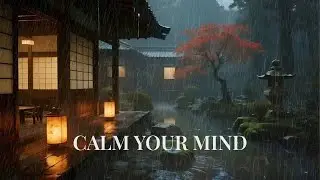 🔴 Healing Night Rain in Ancient Temple Garden with Lanterns to Completely Calm Your Busy Mind 🏮