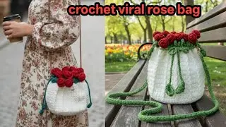 Crochet viral rose bag tutorial💯💥কুশিকাটার গোলাপ বাগান ব্যাগ। crochet pouch bag
