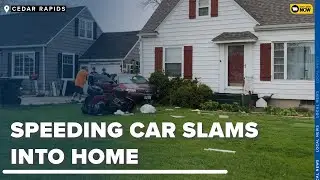 CAUGHT ON CAM: Speeding car loses control and crashes into Cedar Rapids home