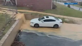 Rainfall caused flooding in Powell neighborhood from a muddy construction site