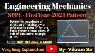 PYQ of Engineering Mechanics-FE New 2024 pattern of SPPU. Last Year Question for 6Marks on