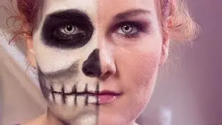 Totenkopf schminken/Two Face Skull & Beauty - easy Halloween MakeUp