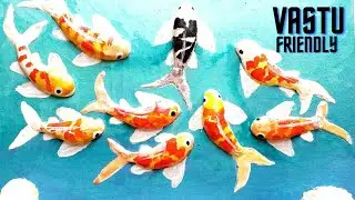 Vastu friendly 3d fish painting with real shells / How to make clay mural  fish painting
