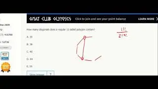 Combinatorics 17- How many diagonals does a regular 11-sided polygon contain?