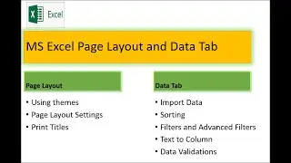 4 - MS Excel PageLayout, Data Ribbon