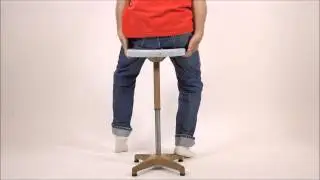 Adjusto Industrial Metal Stools Adjustable Height Seats With Blue Tops Demonstration