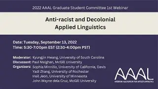 Webinar #1: Anti-racist and Decolonial Applied Linguistics