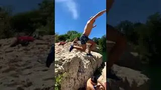 INSANE Jumps into water 💦☀️ #cliffjump #flips #minitrampoline #river