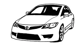 Efsane Kasa Honda Araba Çizimi - Honda Civic Araba Çizimi - Çizim Mektebi Honda Civic Car Drawing
