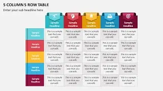 5 Column 5 Row Table Animated Presentation Slides