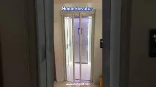 Simple home elevator, glass automatic door with starry sky ceiling and hidden light strip