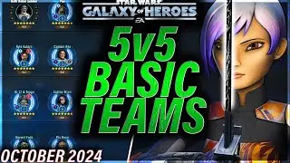 5v5 BASIC TEAMS TO CLING DESPERATELY TO KYBER 3 (w/ 2 GLs) (October 2024) #swgoh #starwars #gac