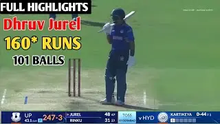 Dhruv Jurel batting highlights today match 160 runs 101 balls, BRD vs UP highlights Vijay Hazare |