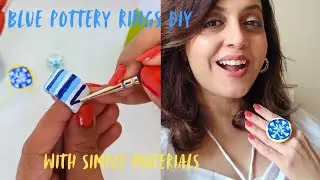 DIY Blue Pottery Clay Rings 💍 | Handmade Jewellery Tutorial @craftedbysuki 