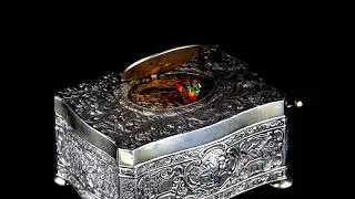 German silver singing bird box