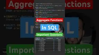 Aggregate Functions #sql #mysql #thisisqld #sqlserver #sqlab #nosql #postgresql #shorts
