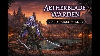 Aetherblade Warden Bundle | 2D Pixel RPG Character, Parallax Backgrounds and Assets