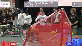 VEX Worlds 2016 - VRC Middle School - Spirit - Qual 2 (14X 4768D) 111 vs 258 (9537 169X)