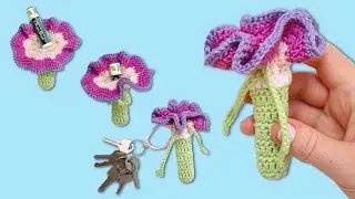 How To Crochet an Easy Drawstring Flower Chapstick Holder