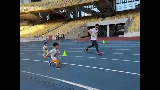 Bethany & Isaac run on track @ Bukit Jalil National Stadium