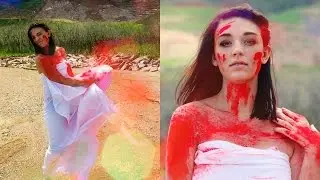 Stunning Red Color Powder Photo Shoot !!