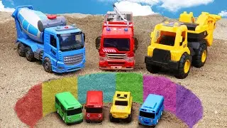 Fire trucks, dump trucks, excavator rescue teams help jeep trucks in dangerous situations