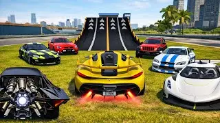 All Super Cars Stunts Through Ramp 😱 //Extreme Car Driving Simulator // Cars Gameplay