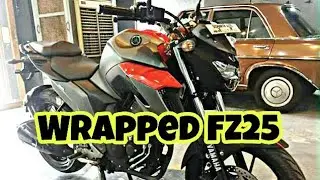 Yamaha FZ 25 Wrapped in Matte Black with Red Gloss By Wrapsters