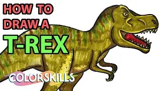 How to Draw a T Rex Dinosaur Step-By-Step Tutorial For Kids - Easy