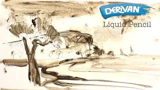 How to paint a quick Landscape- Derivan Liquid Pencil