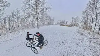 11-01-2026 snow mountainbike ride around Maastricht D&rsquo;n Observant and Eben Eijmael with Martijn