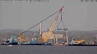 Transporting the removed Truss pieces from the Francis Scott Key Bridge on April 16th, 2024