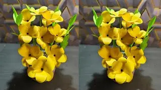 🌸 Handmade Yellow Paper Flowers | Best Craft for Room Decoration
