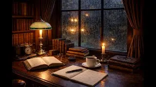 Deep Focus Concentration | Rainy Night Library Scene | Inspirational Study Music (3 hours)