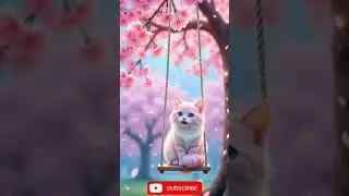 Blossom Swing Cat 🌸🐱 A Magical Spring Moment #cat #pawsn #kitten #cute #funnycat #funny #catvideos