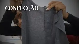 Colocando galão em blusa Polo masculina pela primeira vez na confecção