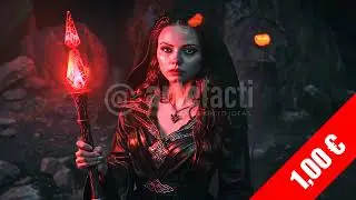 Crimson Sorceress with Elemental Staff | HD Stock Footage