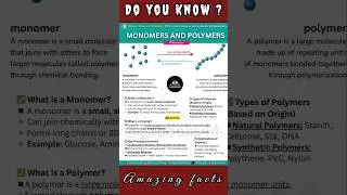 Monomers and Polymers #chemistry #science #ytshorts #shorts