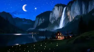 Midnight Piano and Crickets Sounds 🌙 Peaceful Valley Night Ambience for Deep Sleep, Meditation