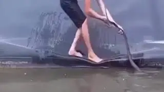 На парня напала большая змея
