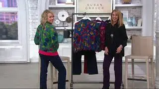 Susan Graver Printed Peachskin Zip-Front Bomber Jacket on QVC
