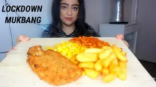 FISH AND CHIPS WITH BAKED BEANS AND SWEETCORN MUKBANG | UK LOCKDOWN